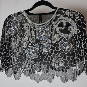 Vintage Sheer Sequin Beaded Bolero cape